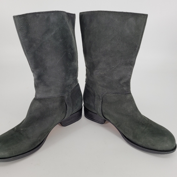 Cole Haan nike air technology brass buckle distressed black leather boot 10 - Picture 3 of 14